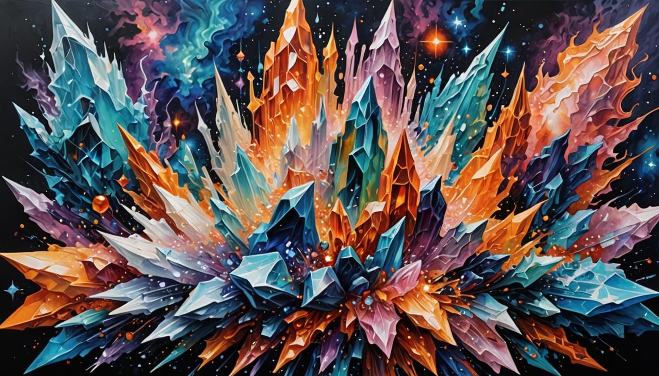 Cosmic Crystalline Fantasy in Hyperreal Style