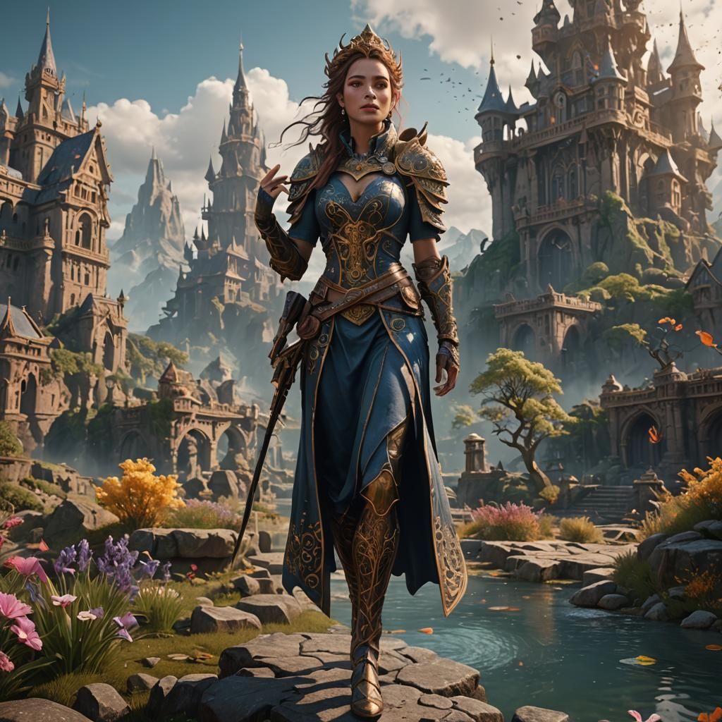 Fantastical Lady in Detailed Matte Painting