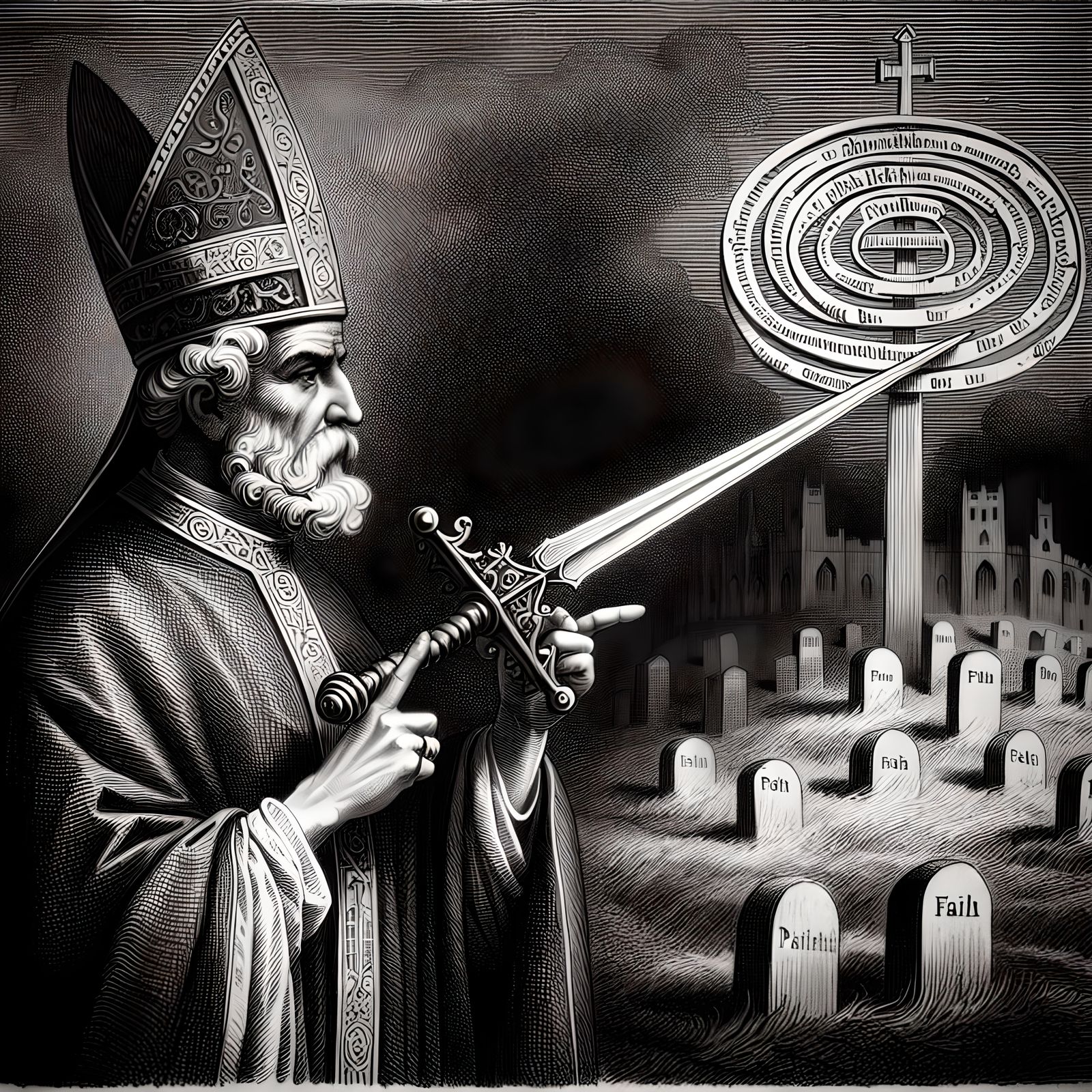 Medieval Bishop's Judgment Over Graveyard