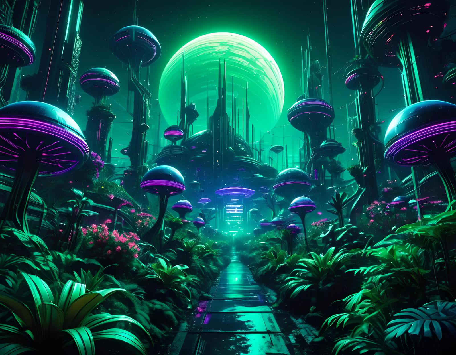 Verdant Exoplanet Galaxy in Synthwave Style
