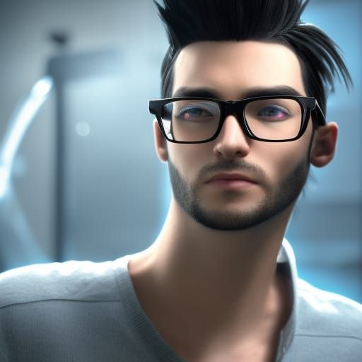 Detailed 3D Rendering of a Man with Glasses