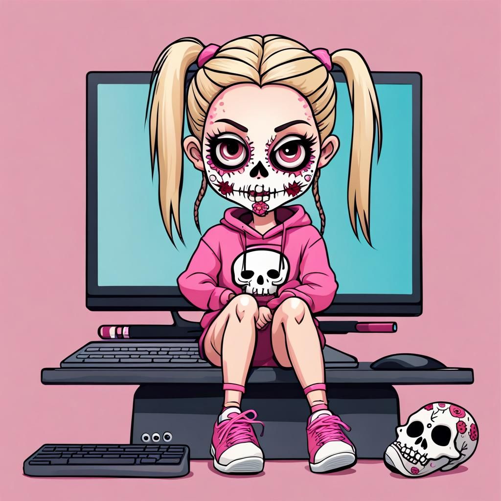 Cute Cartoon Zombie Girl Designs with Sugar Skull Makeup