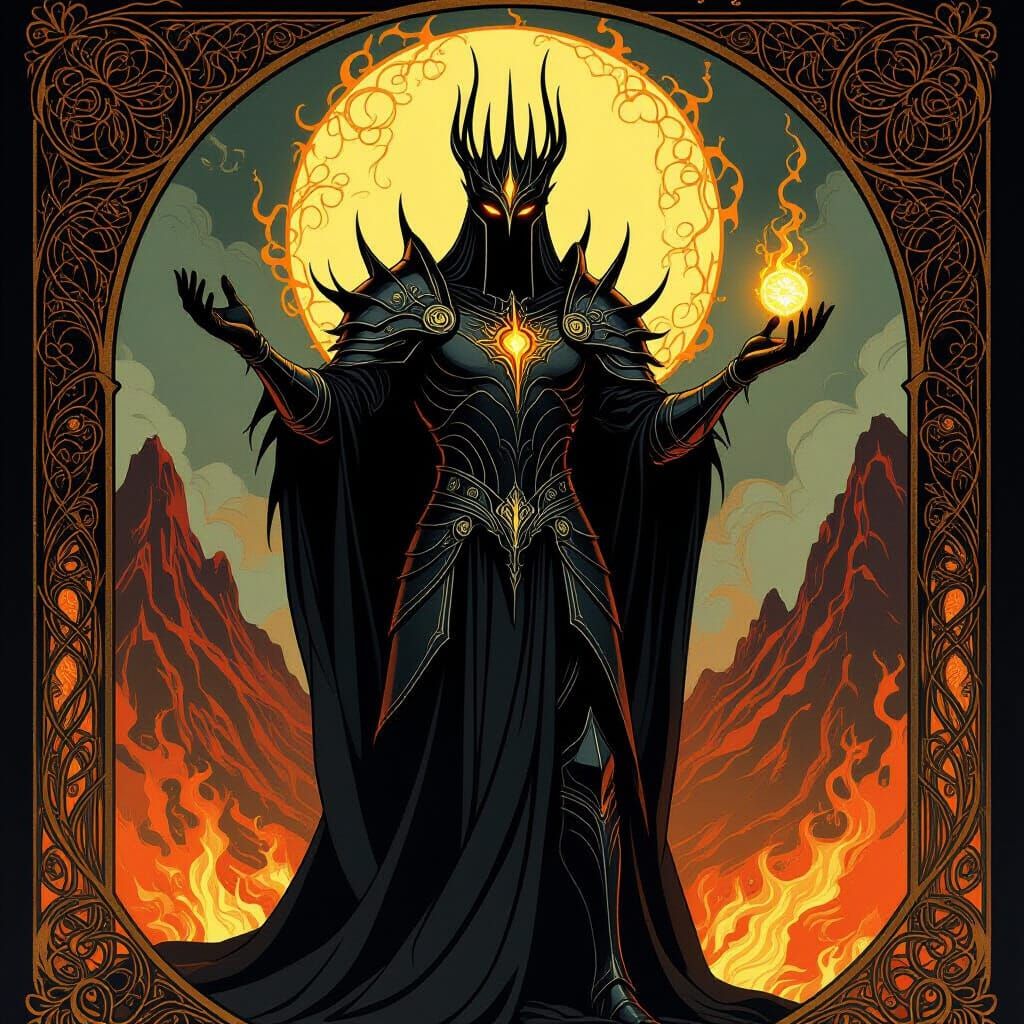 Sauron as Art Nouveau Masterpiece by Alphonse Mucha
