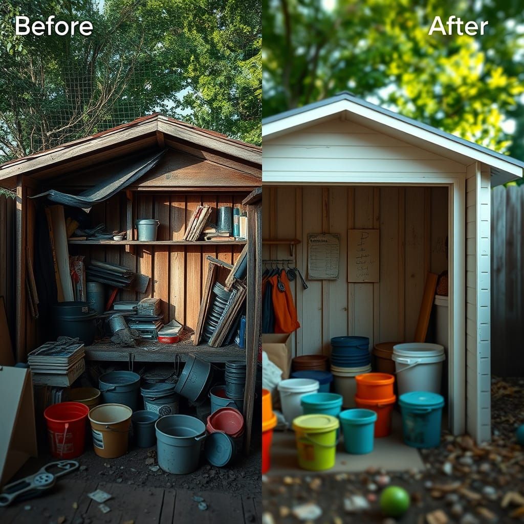 Backyard Storage House Renovation: Before and After