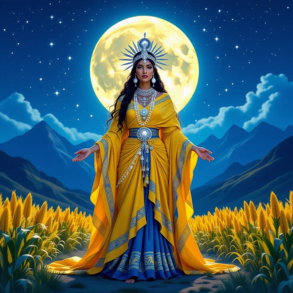 Incan Moon Goddess Radiates Divine Beauty