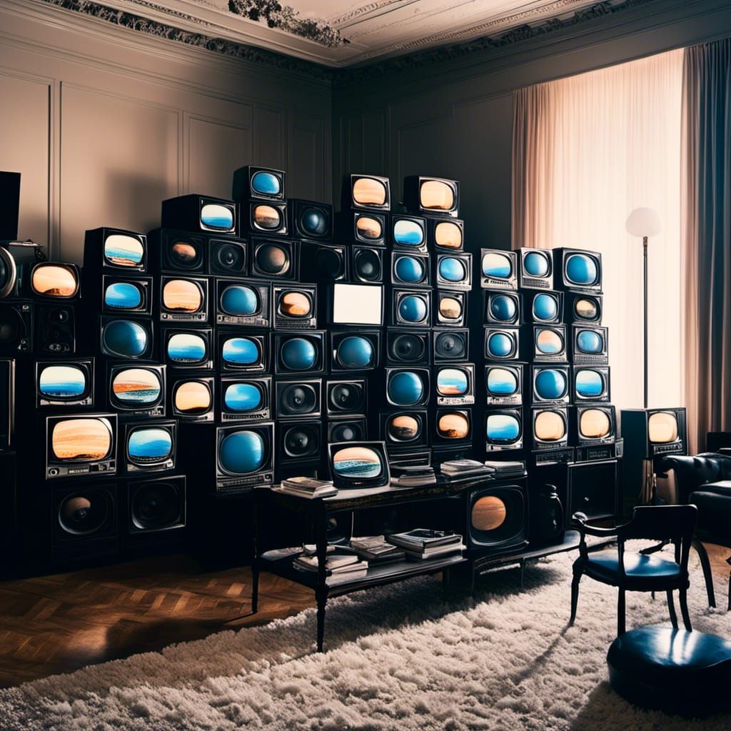 Neon Atom Bombs Exploding on TV Mountain