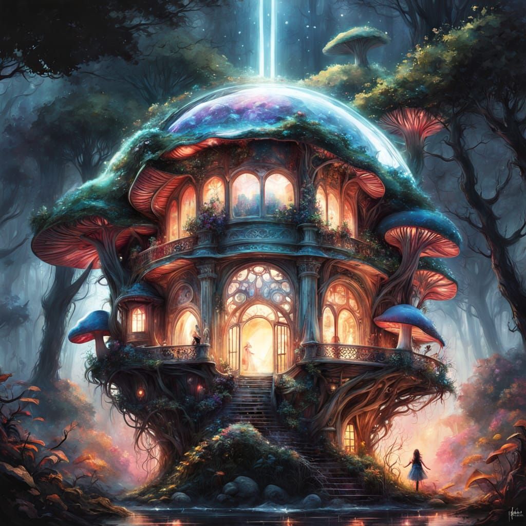 Whimsical Cyberpunk Fairy House