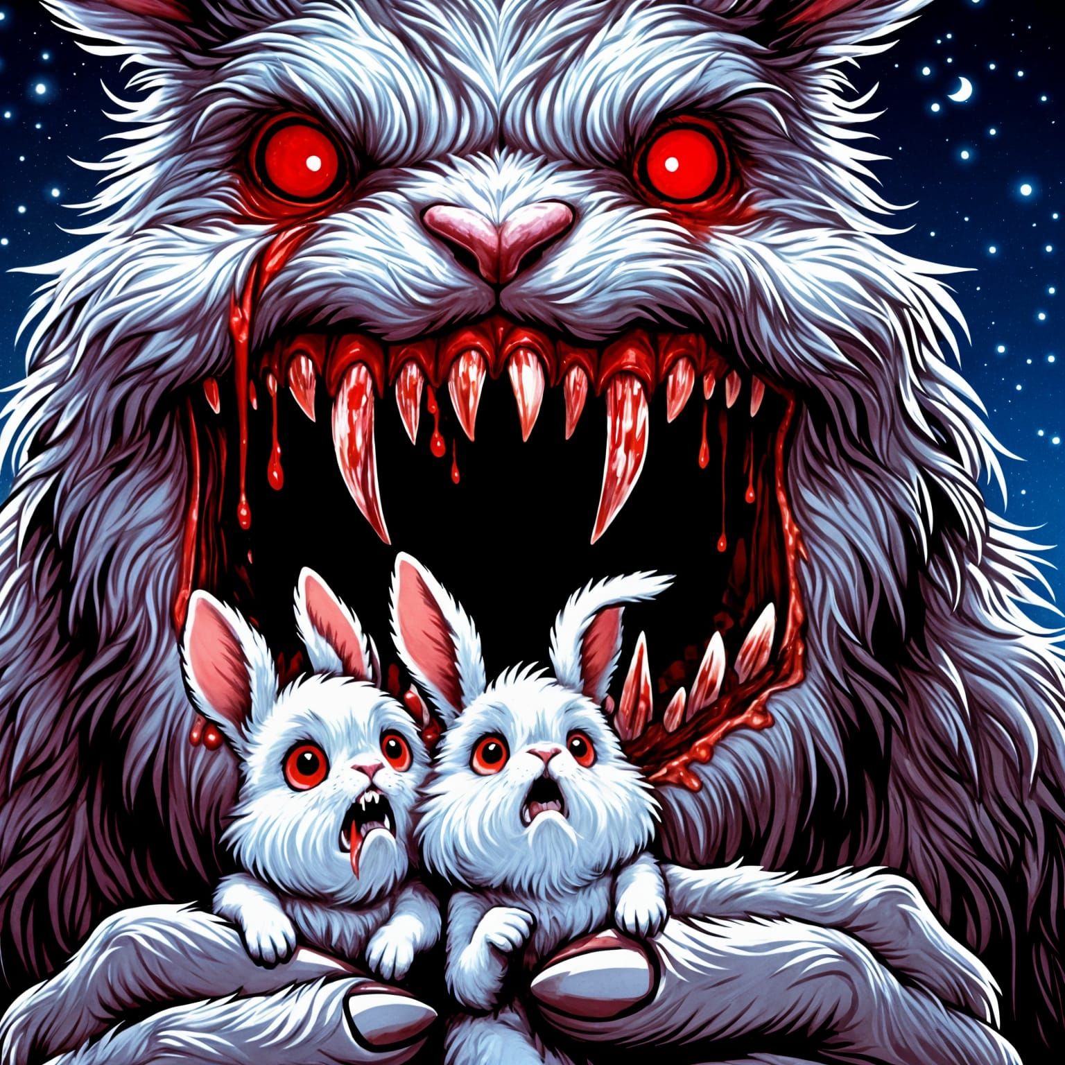 Terrifying Rabbit Under Night Sky