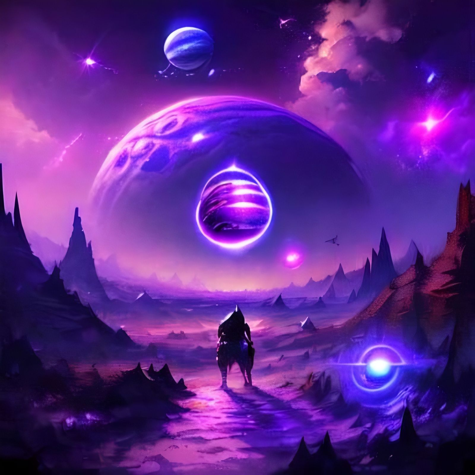 Cosmic Purple Distant Planet Terraforming in Hyperrealistic ...