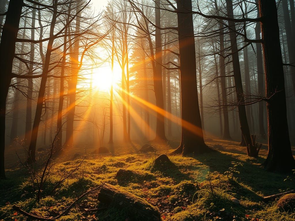 Morning Dew on a Forest Clearing in Vivid Fantasy Art