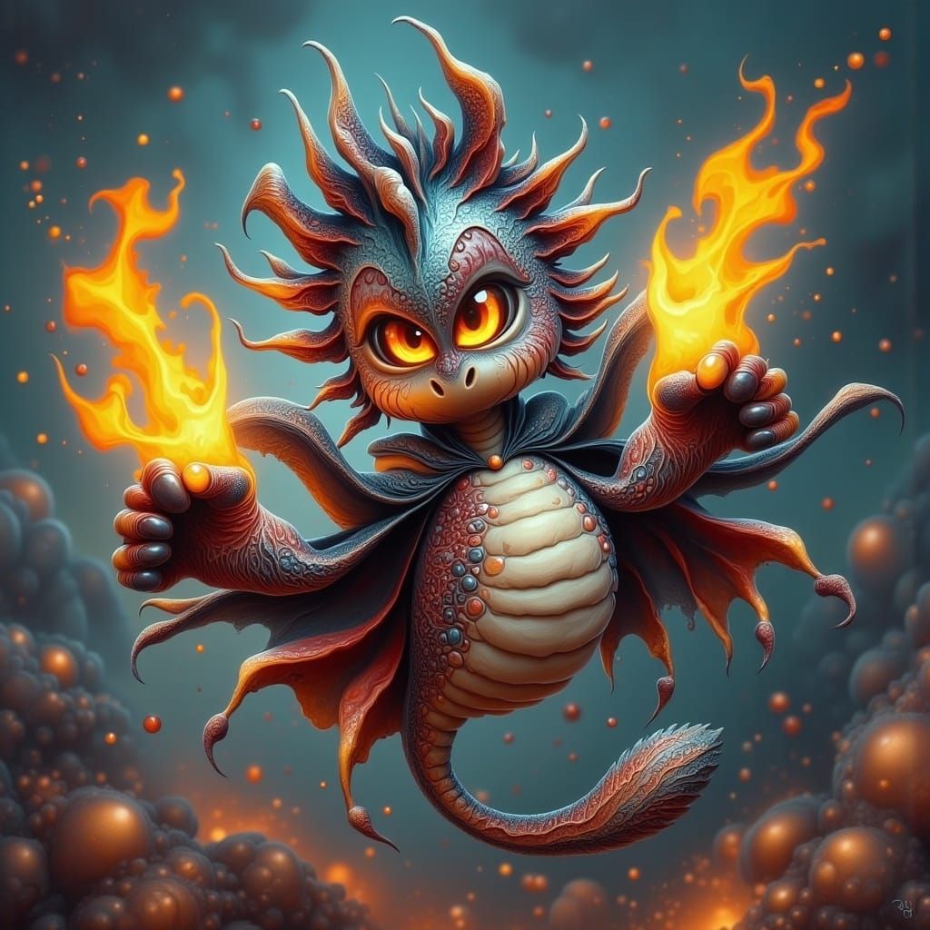 Glowing Chibi Seahorse in Dark Fantasy Digital Art