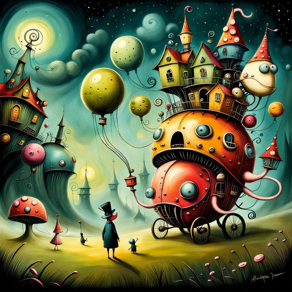 Whimsical Surreal Illustration in Lowbrow Art Style