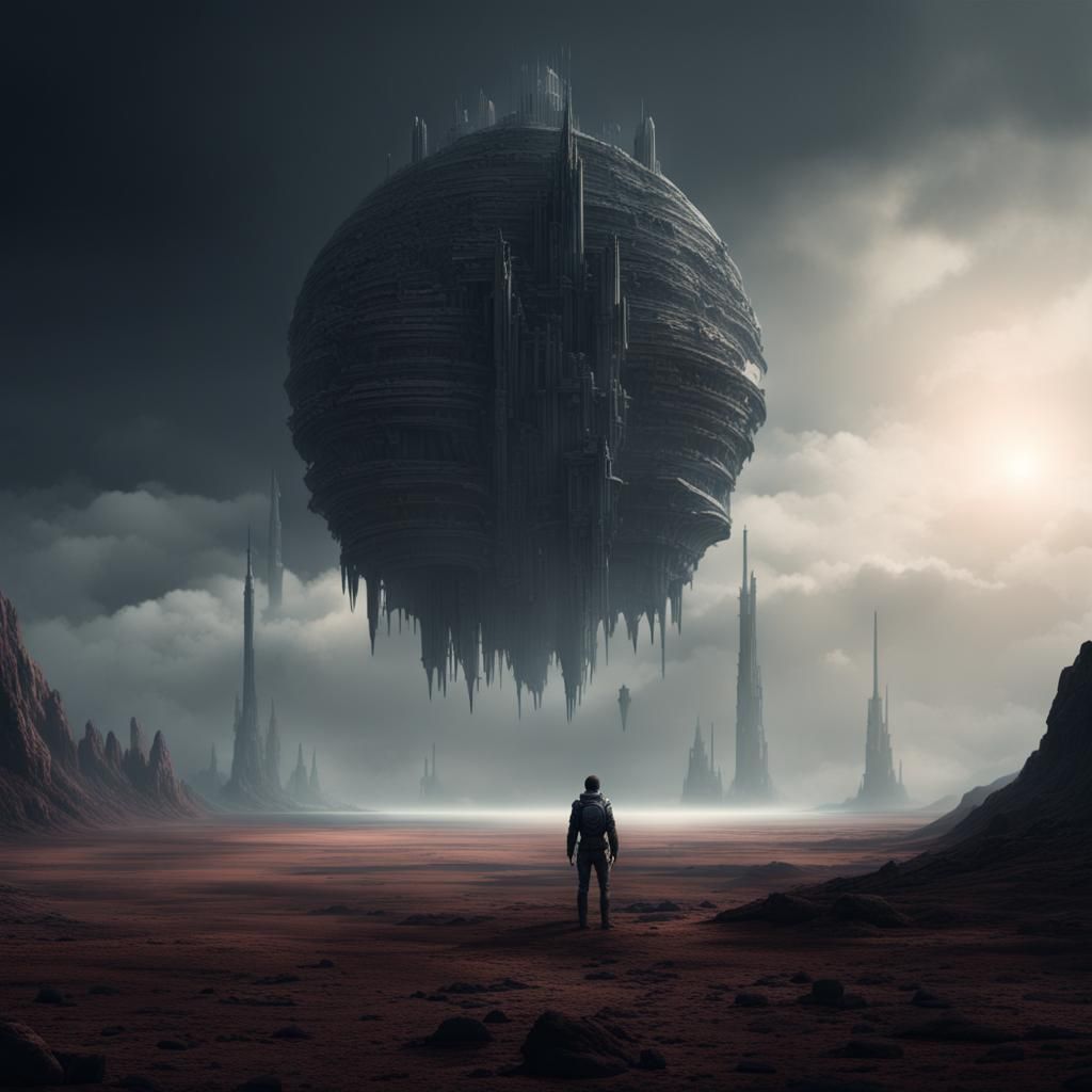 Solitary Figure Adrift in a Digital Void