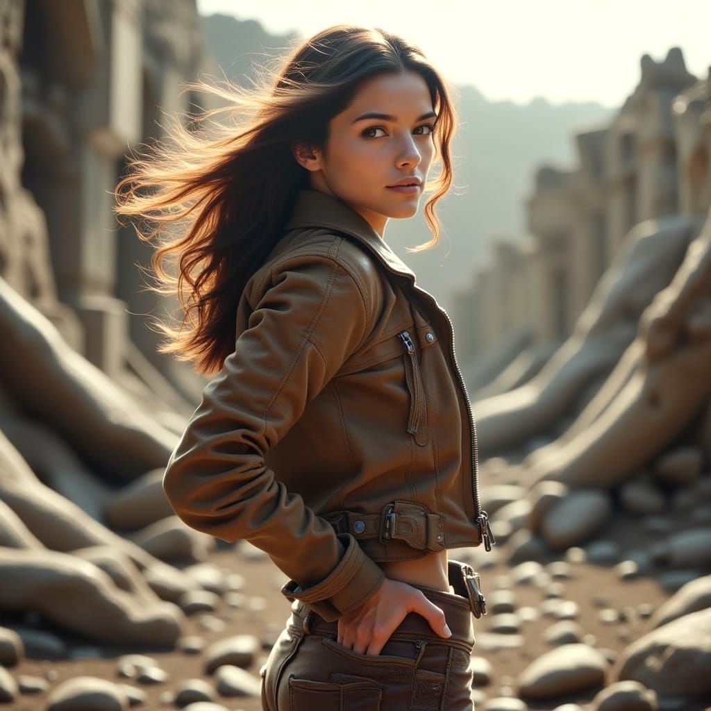 Dystopian Adventuress Rides Out in Leather Armor