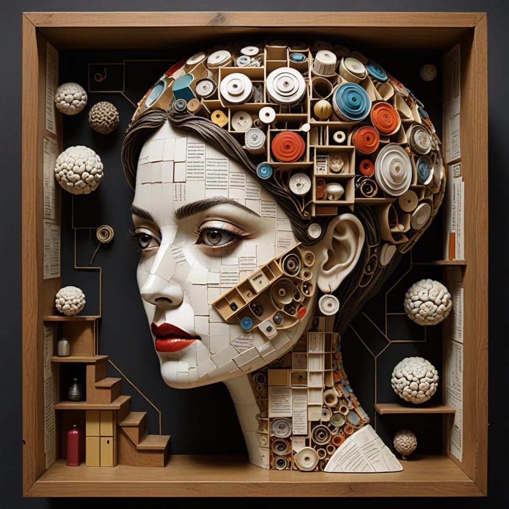 Surreal Stairwell Brain: a Papier Mache Assemblage