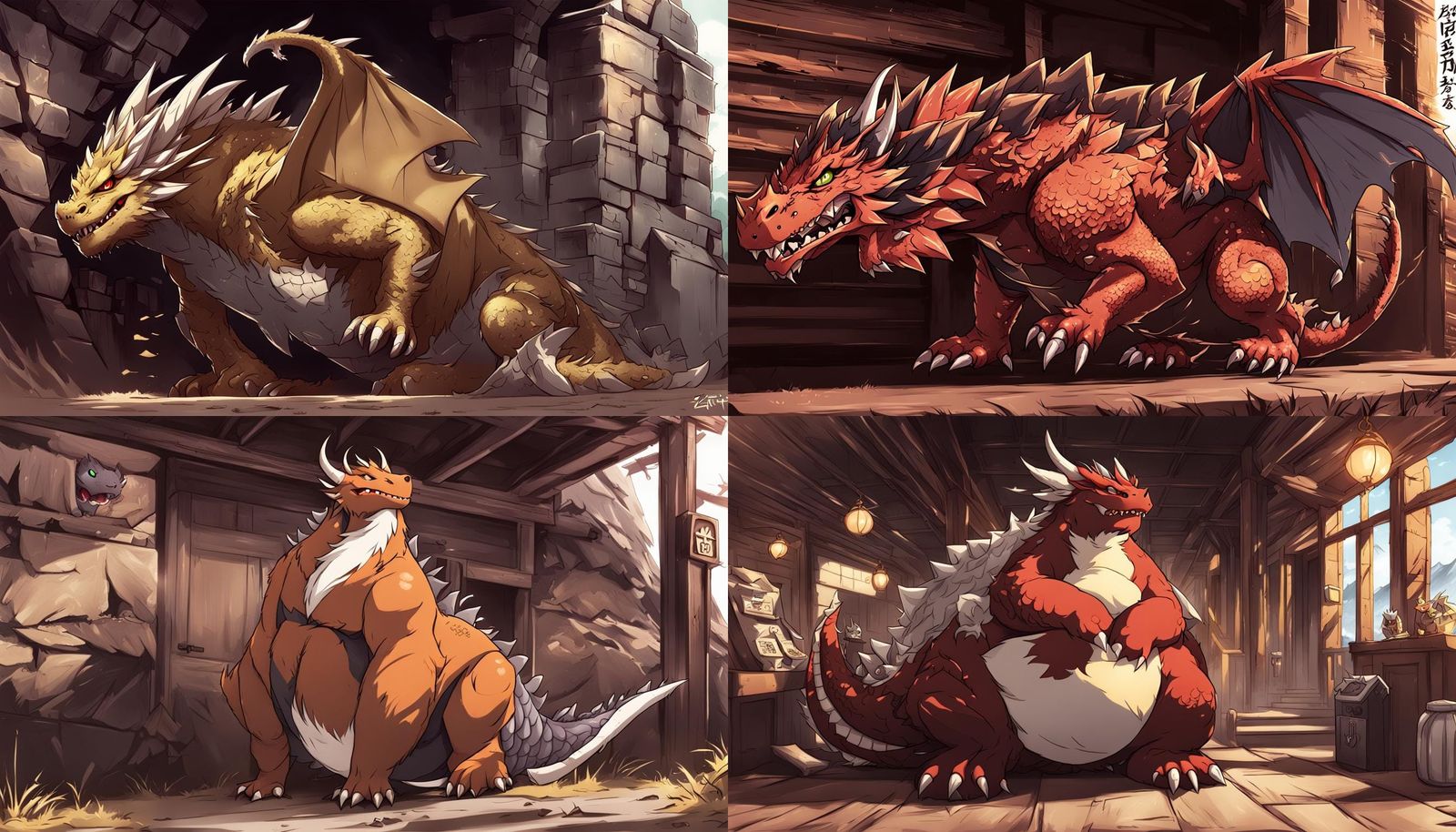 Anime Style Furry Dragon with Big Belly