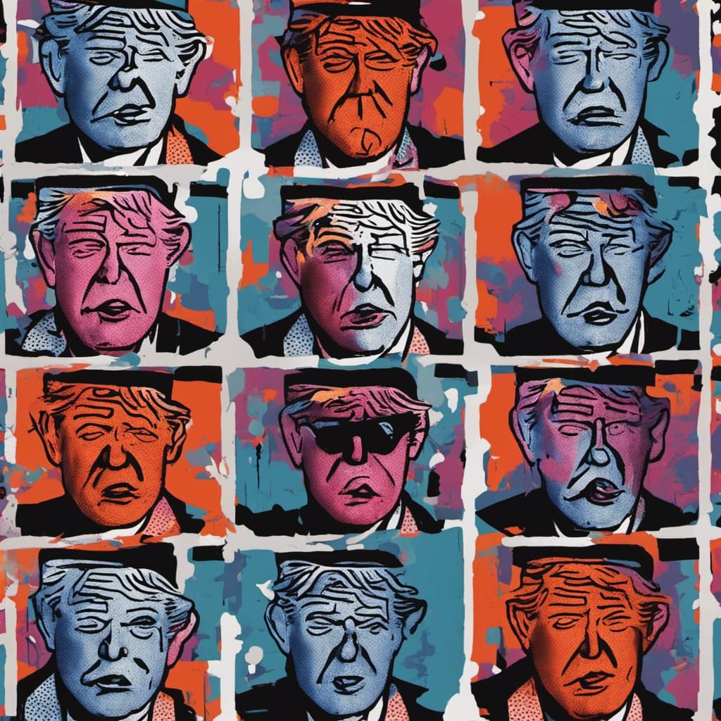 Donald Trump Mugshot in Keith Haring Pop Art Style
