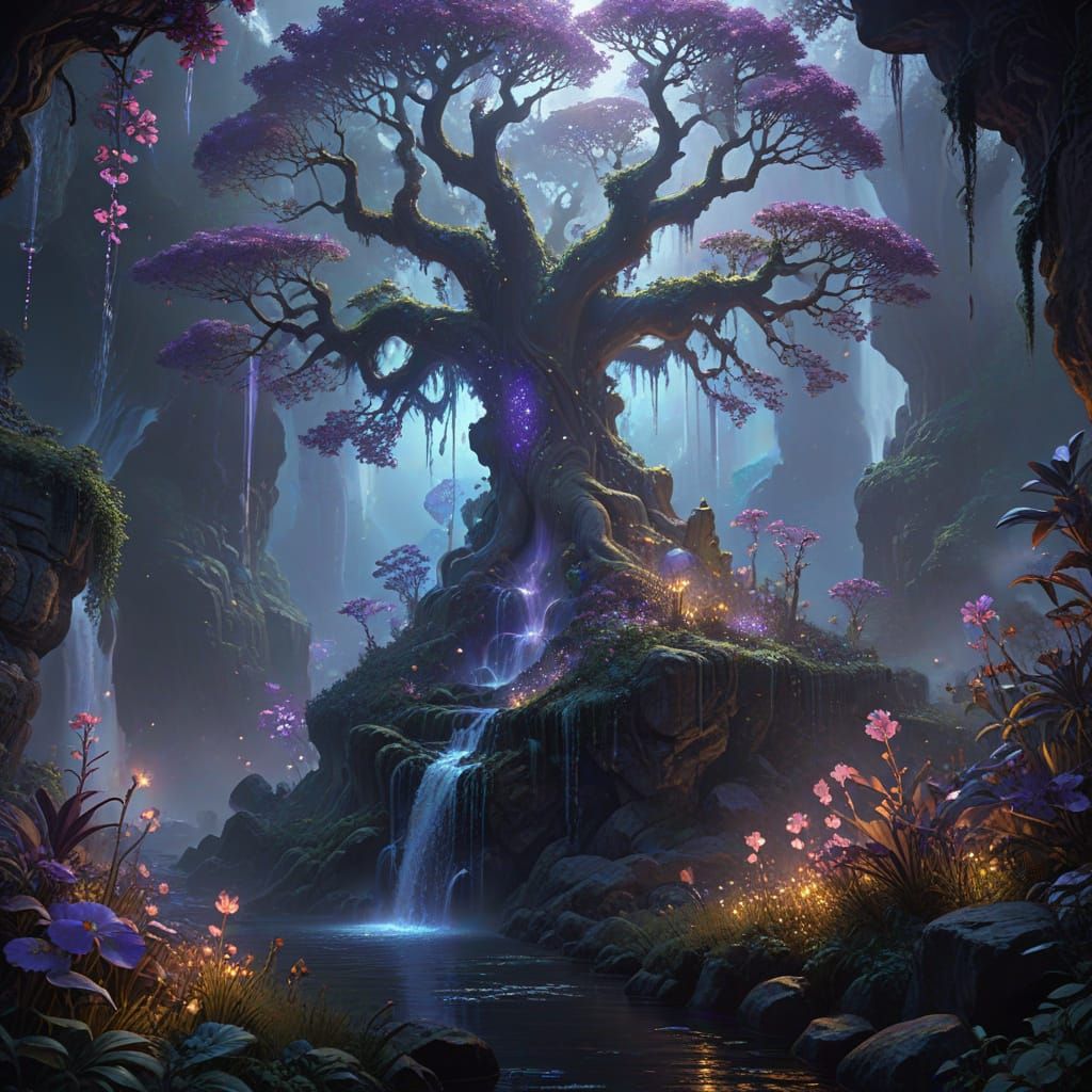Ancient Treant Guards Grotto: Dark Fantasy Concept Art