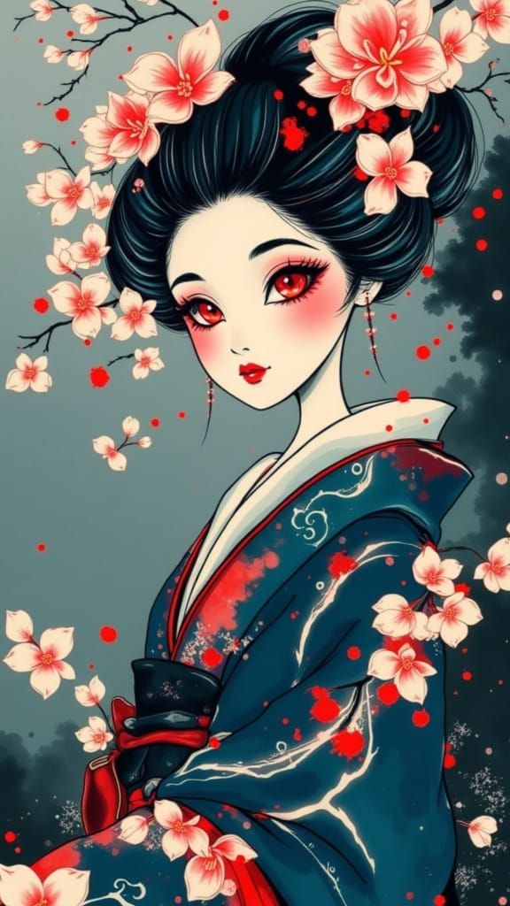 Soft Geisha Flower Woman