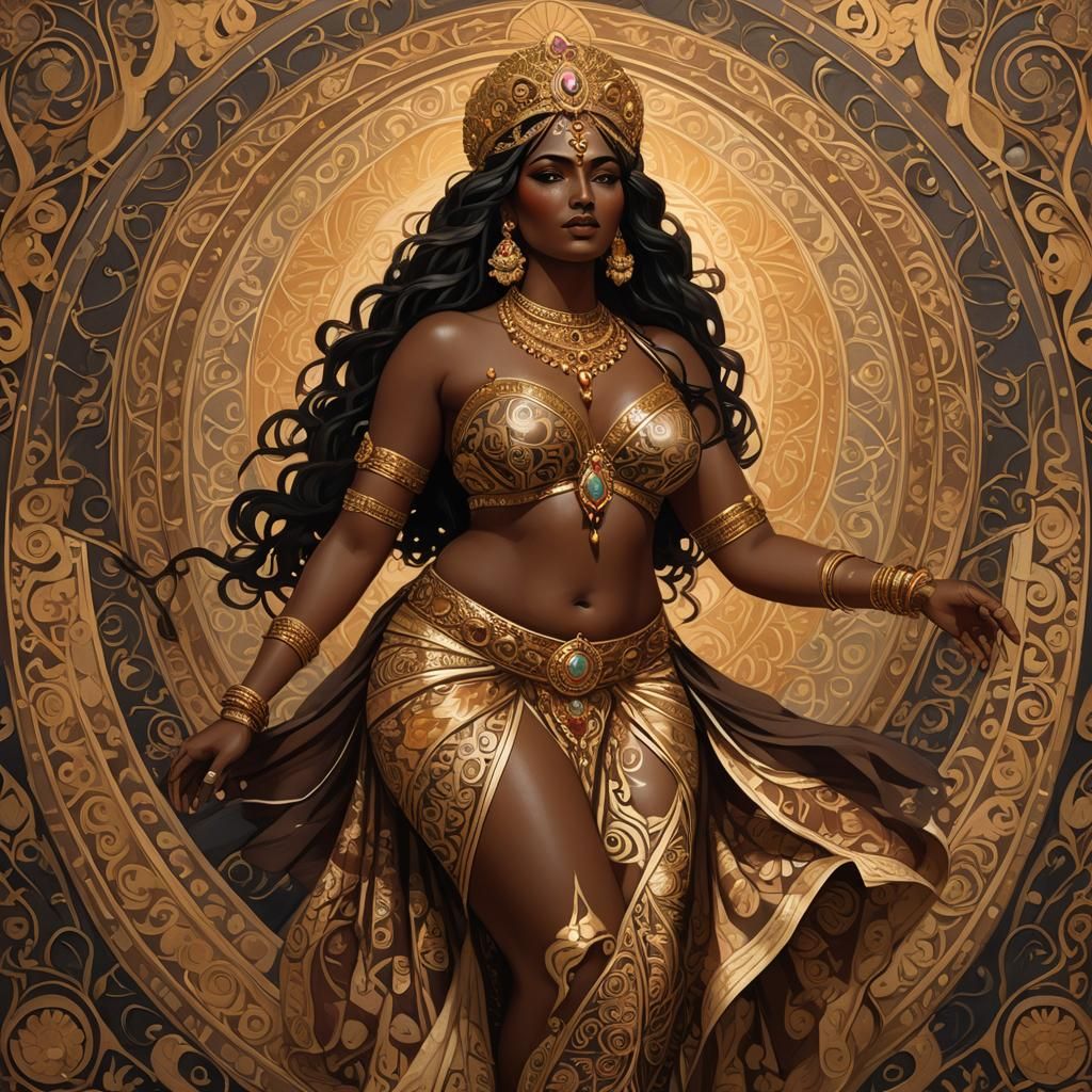 Indian Queen in Art Nouveau Style, Hyper-Realistic