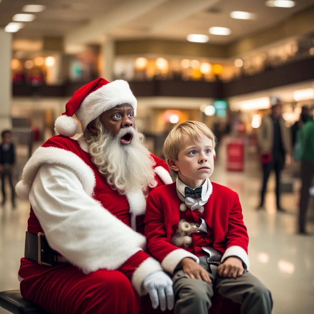 Cthulhu, disguised as Santa Claus at a mall, has a terrified...