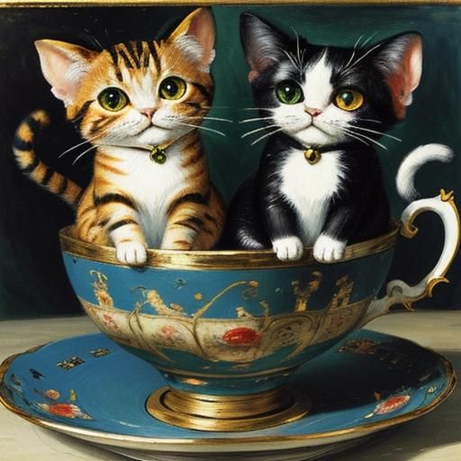 Cat and Mouse in Teacup, Grotesque Portraiture