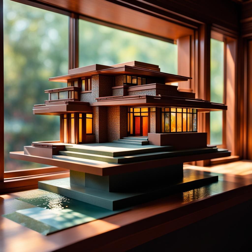 Hyperrealistic Miniature Frank Lloyd Wright House