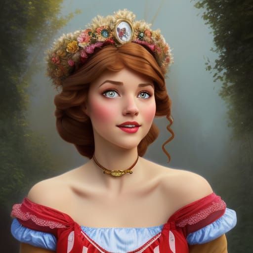 German Disney Princess Portrait in Disney Style