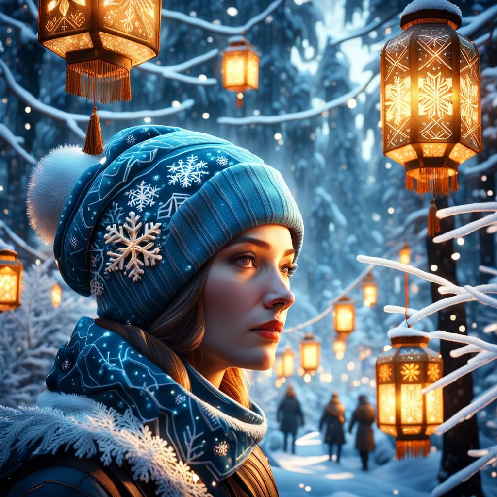 Festive Winter Fantasy: Young Women in Mystical Forest