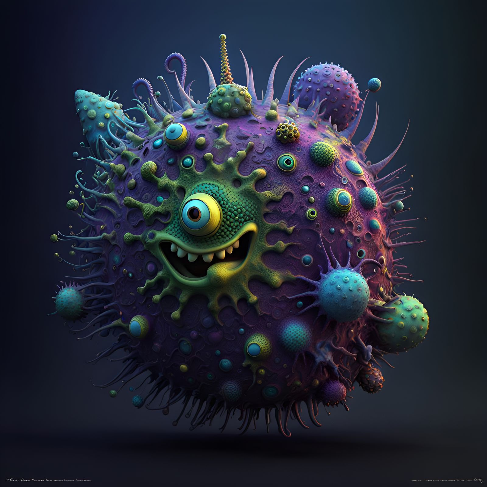 Bacterial Sponge Bob in Surreal Psychedelic Style