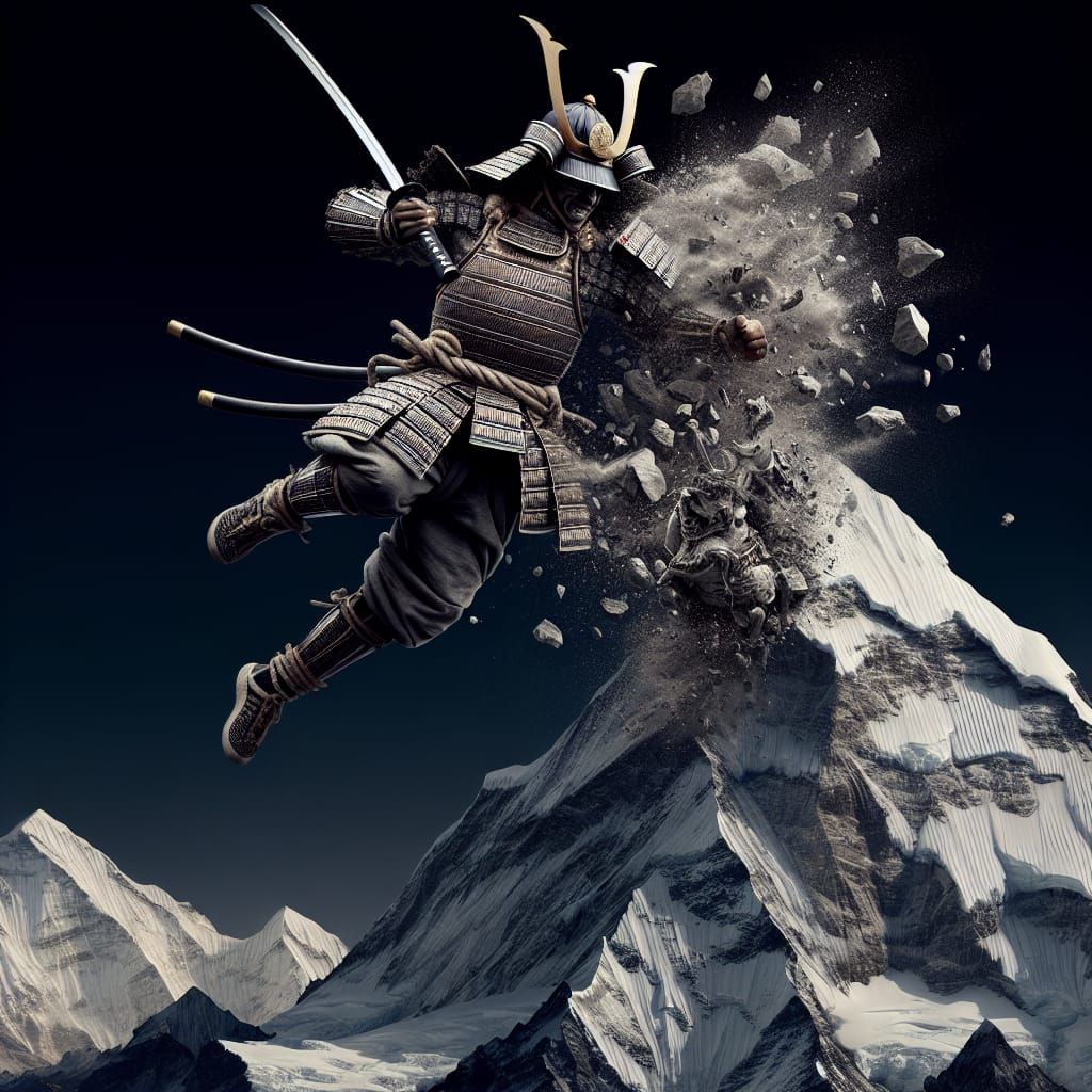 Samurai Slices Everest: Hyper-Realistic Action Scene