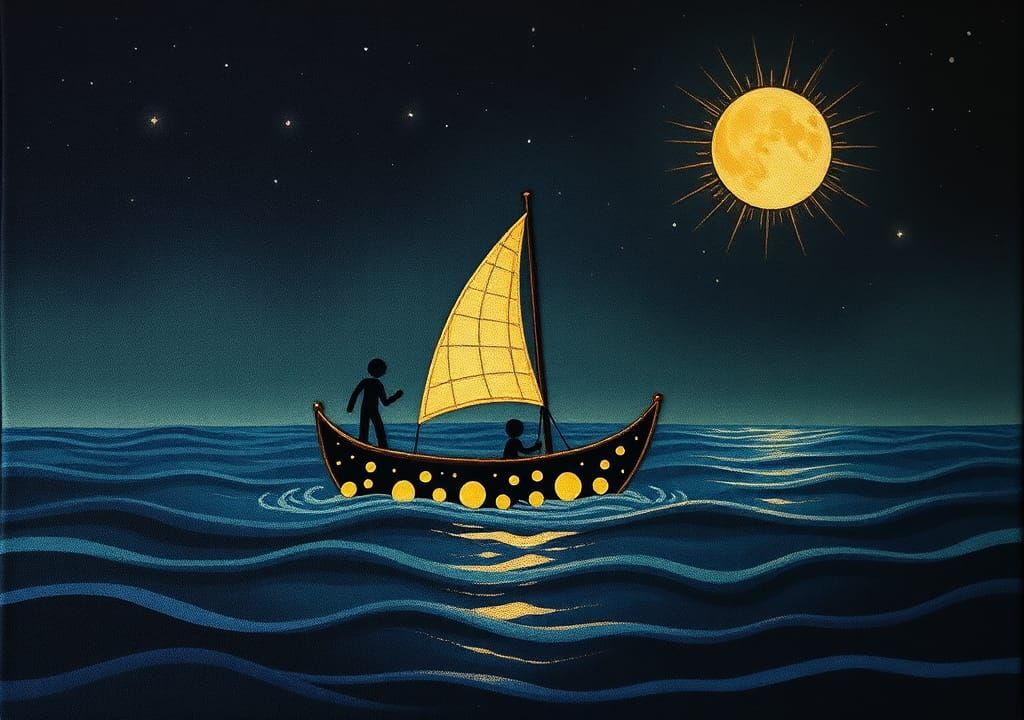 Dreamy Juggernaut Rides Dewdrop in Dark Ocean