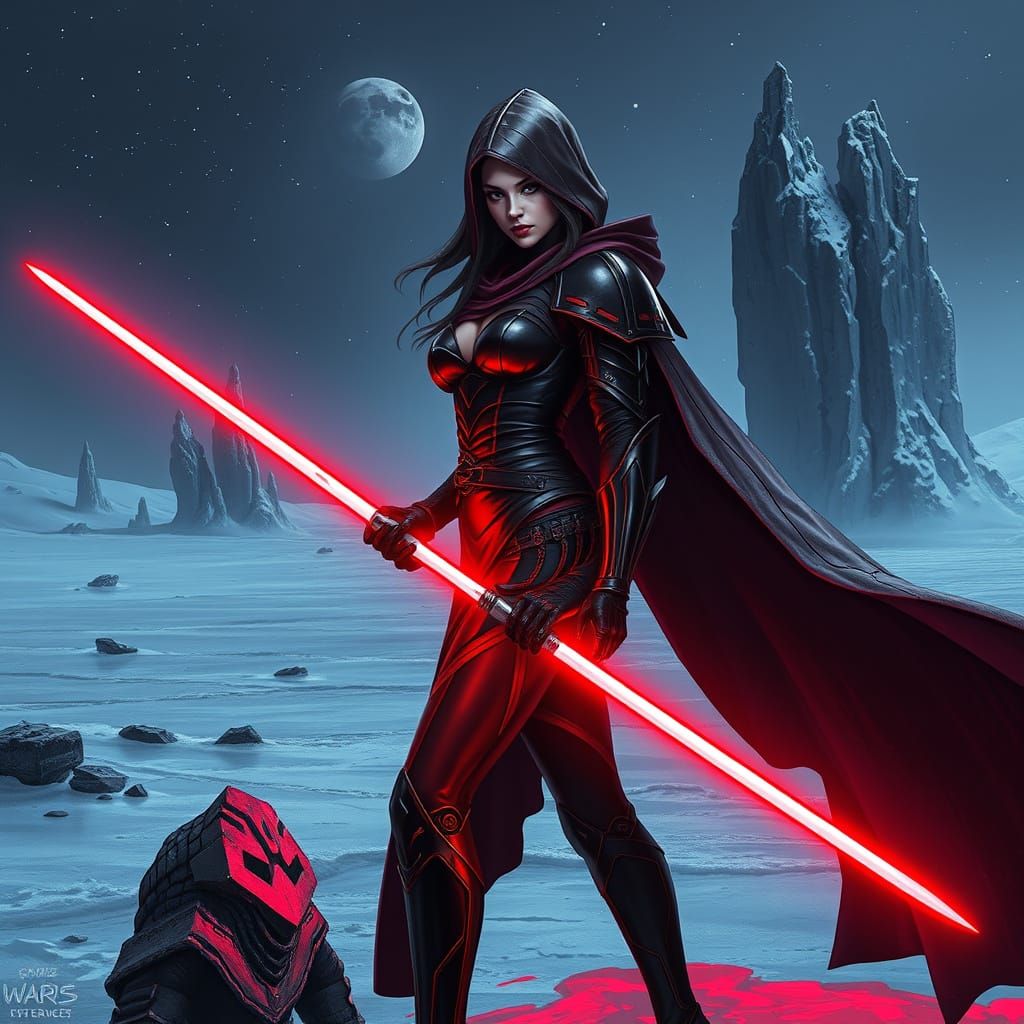 Ethereal Sith Warrior Stands on Icy Plains of Zereh in Dark ...