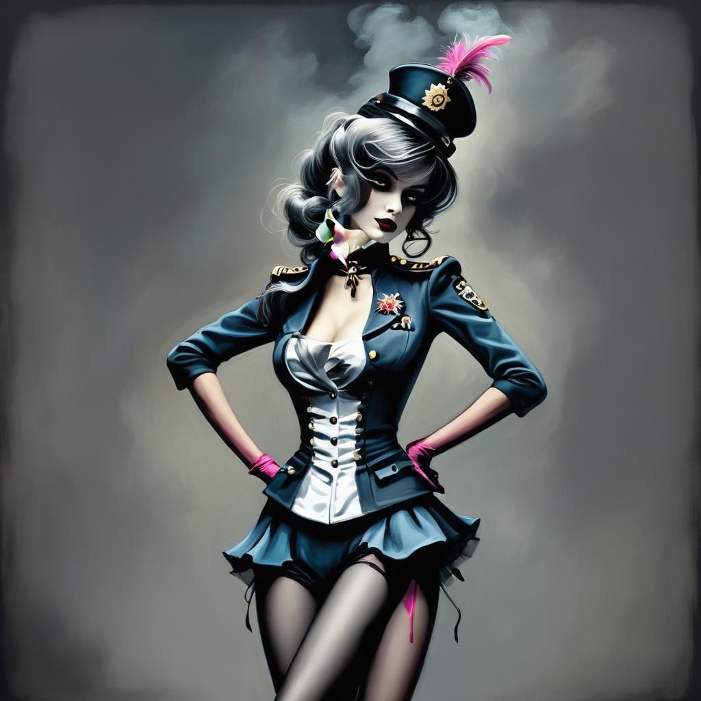 Cadaverous Officer: A Whimsical Charcoal Drawing