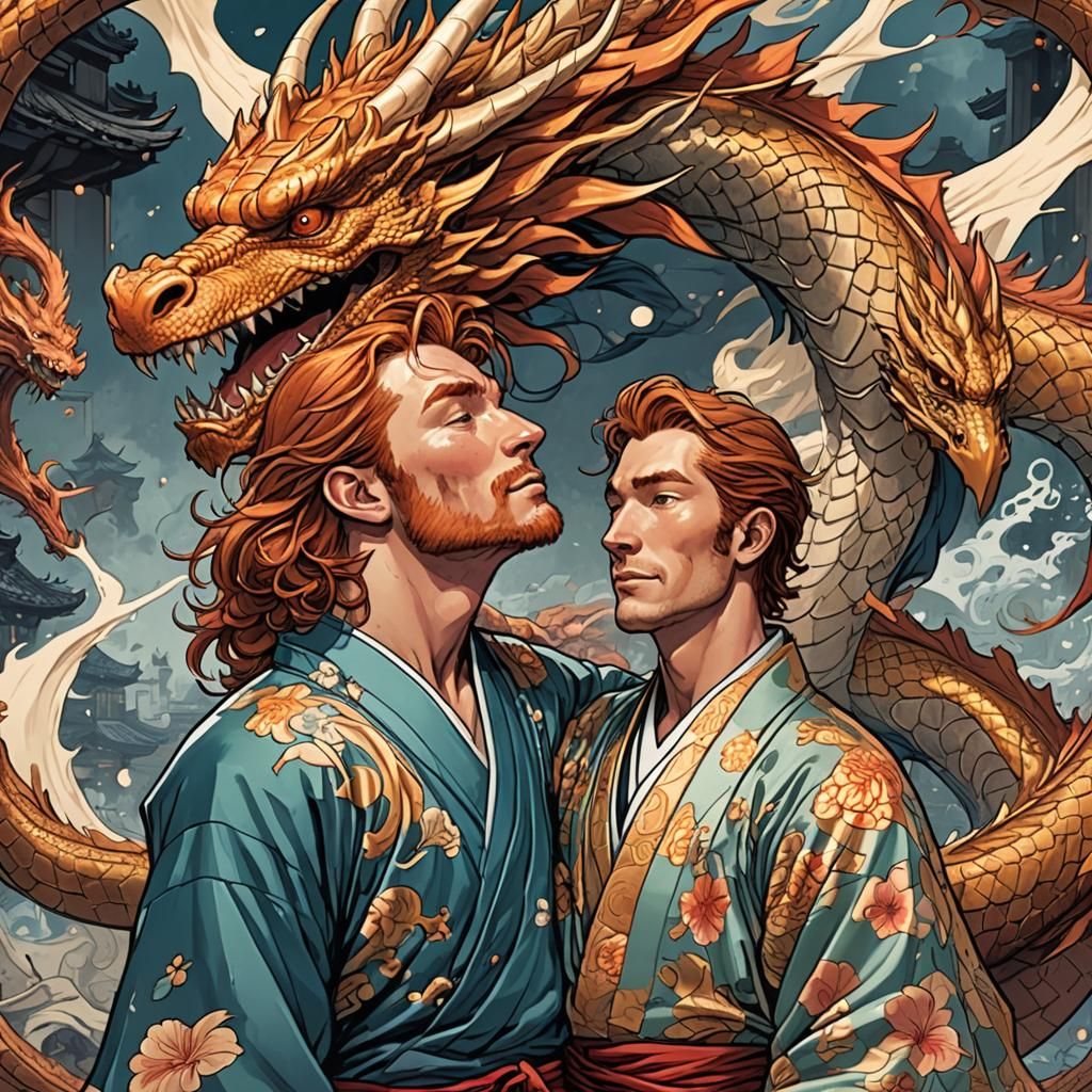 Passionate Kiss: Ginger Man and Kimono Dragon in Comic Art