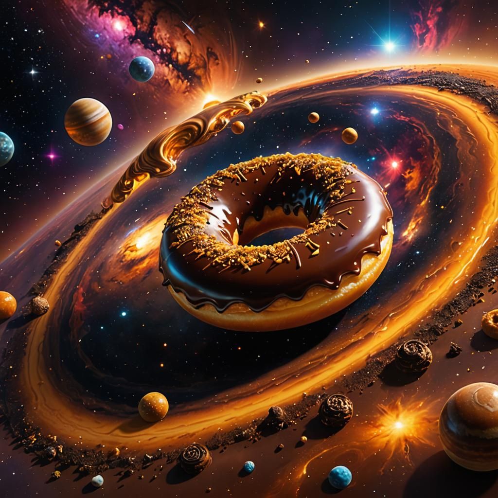 Donut Planet Saturn in Space: Hyper-Realistic Digital Art
