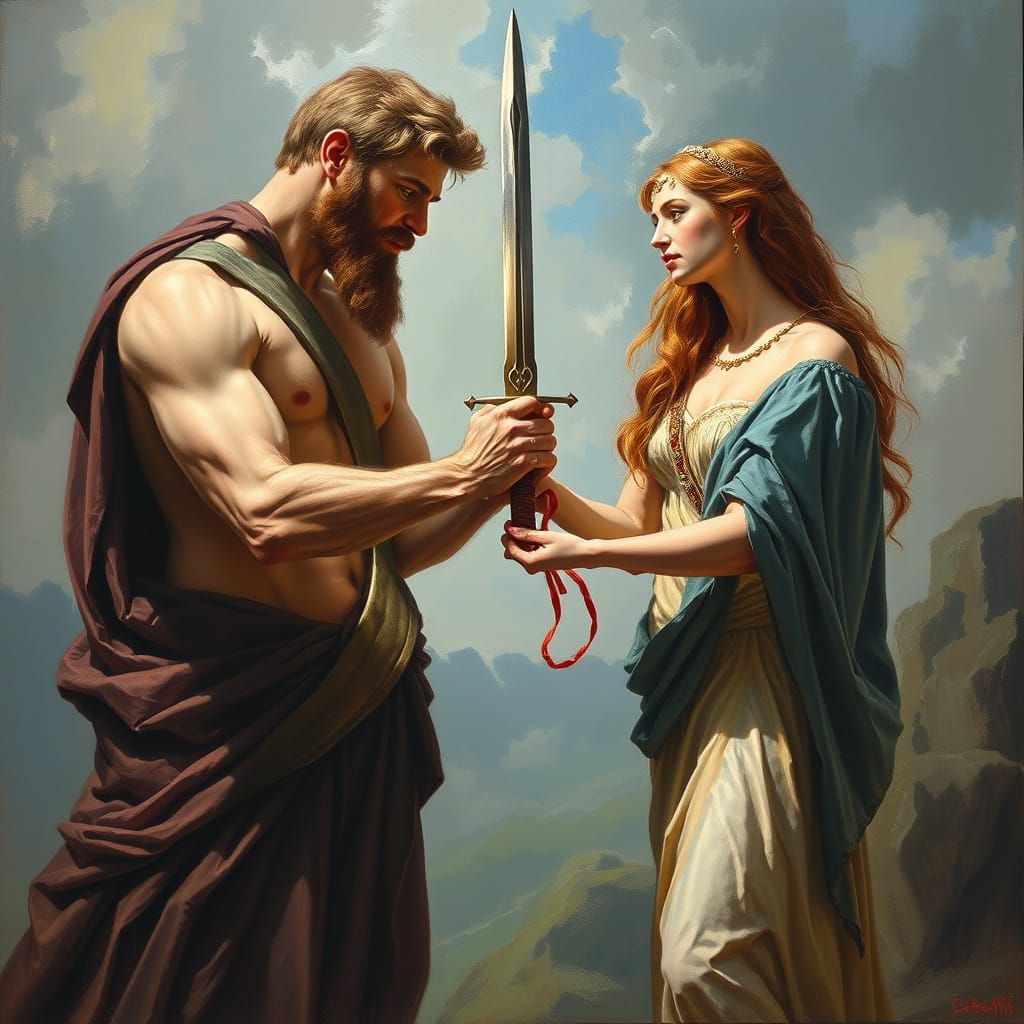 Theseus and Ariadne: Classic Oil Painting