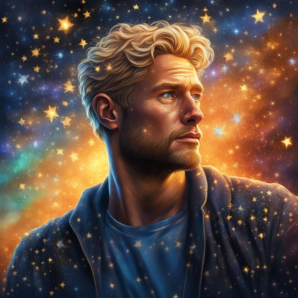 Starry Sky Portrait of a Blonde Man