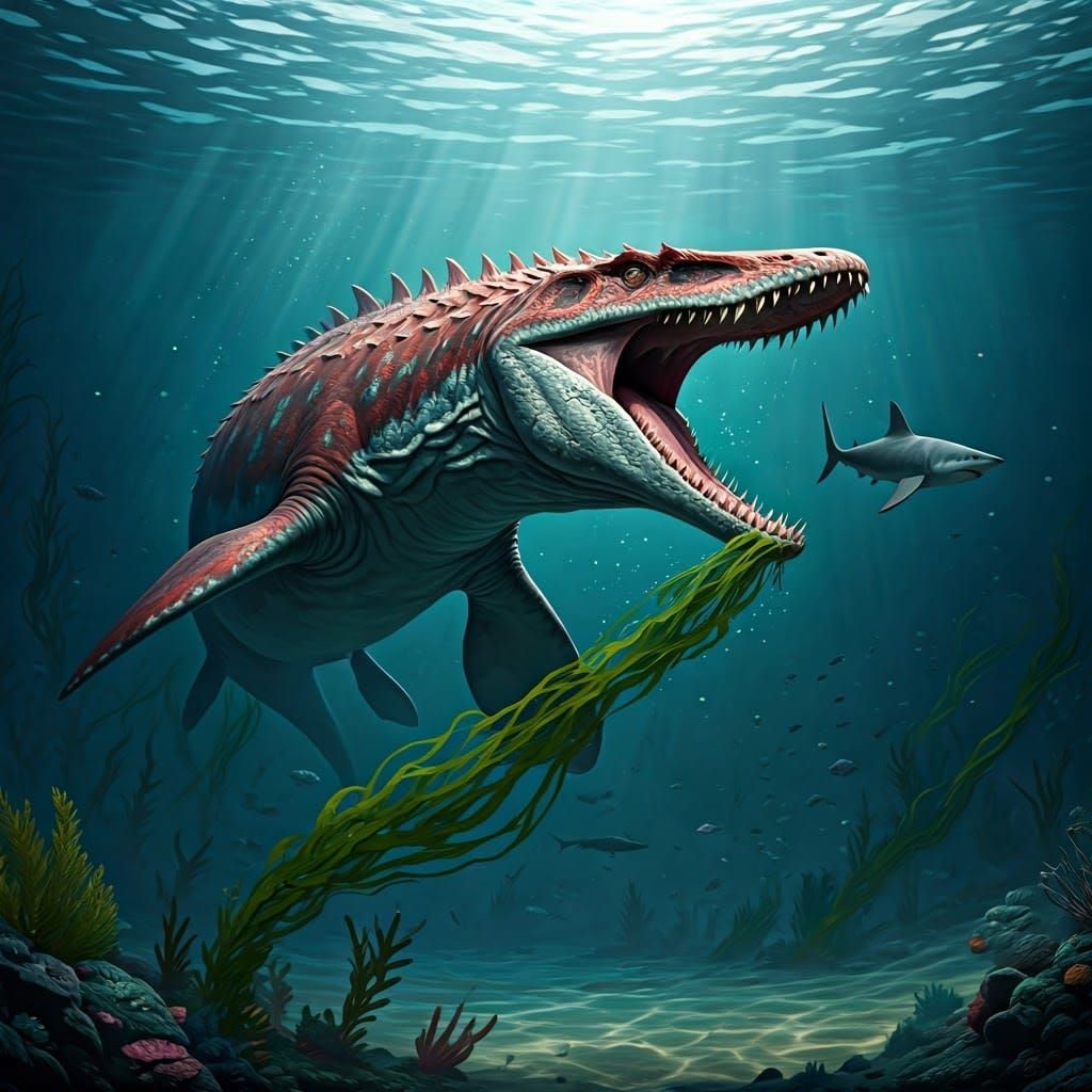Red Opal Mosasaurus in Aquatic Turmoil