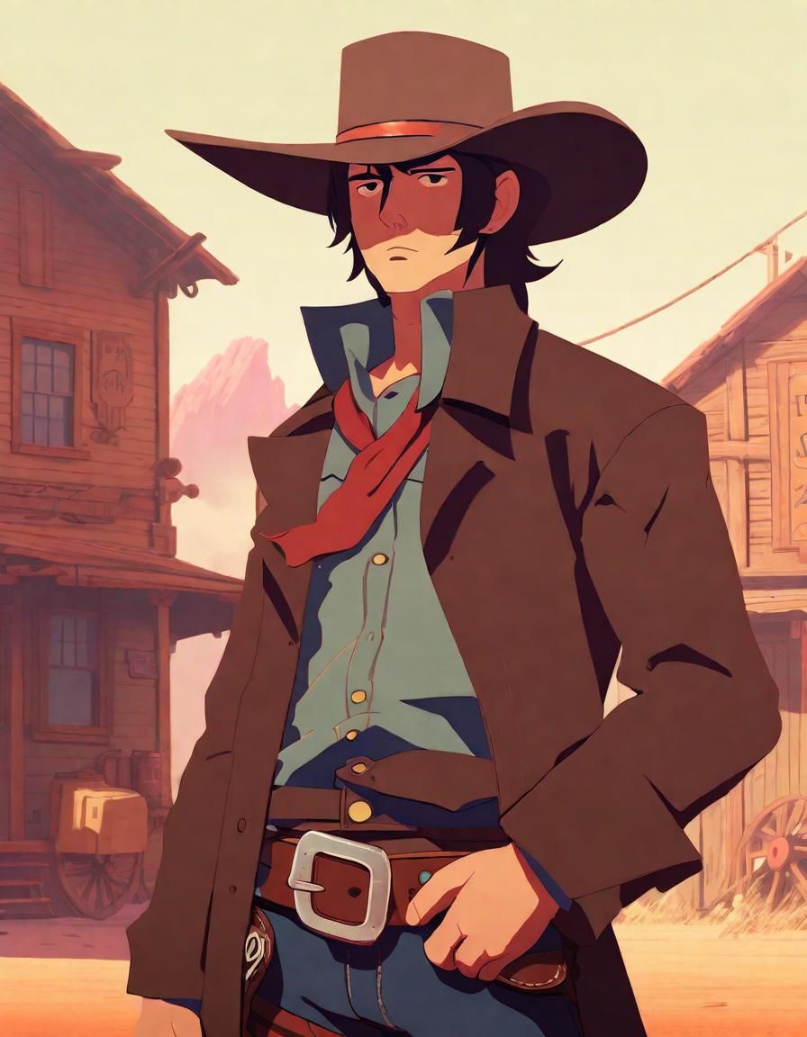 Wild West Gunslinger Portrait in Anime Style