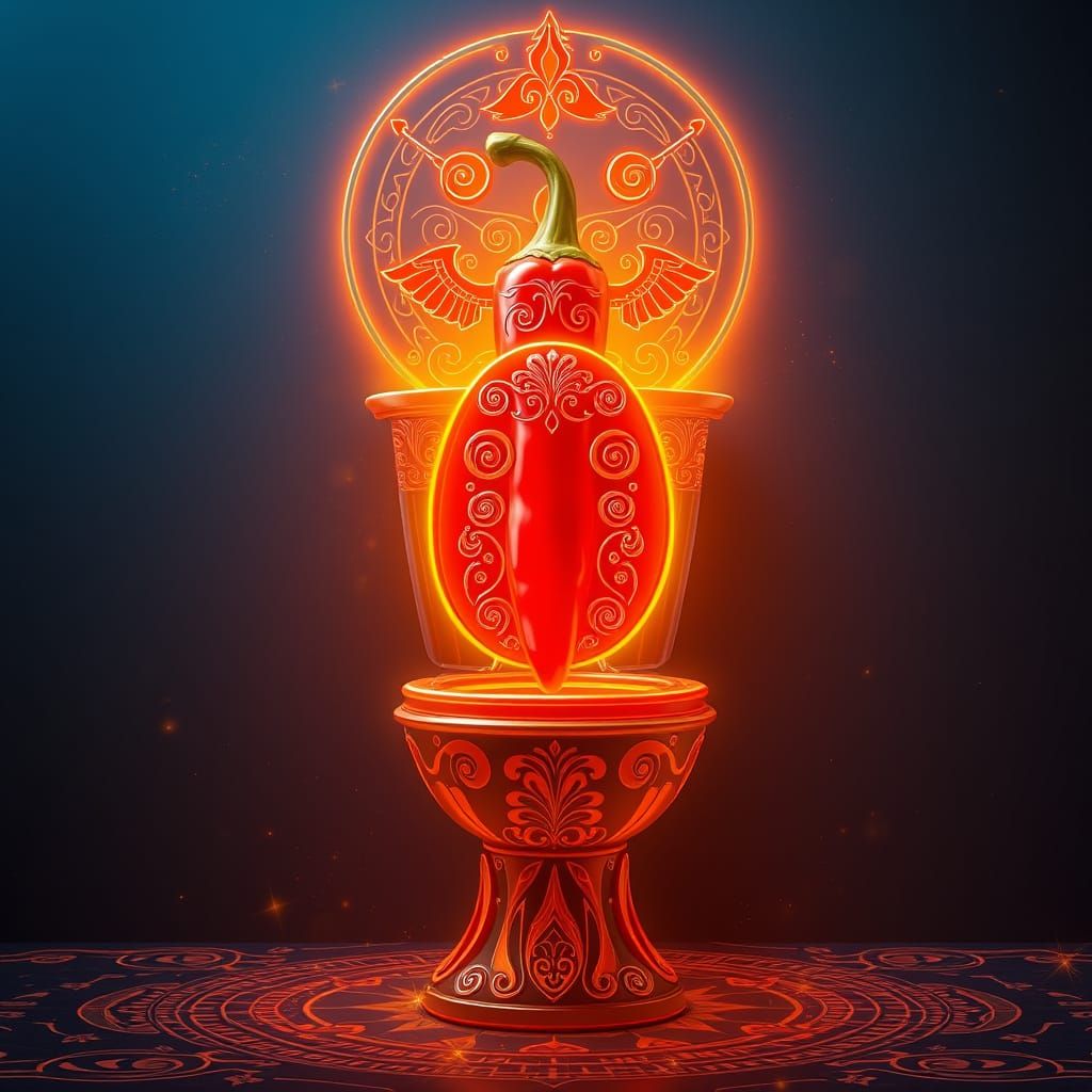 Vibrant Red Toilet in Neon Futuristic Style