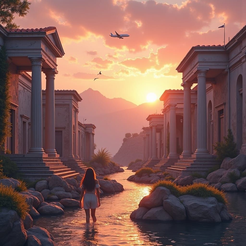 Idyllic Sunset Over Ancient Mediterranean Town