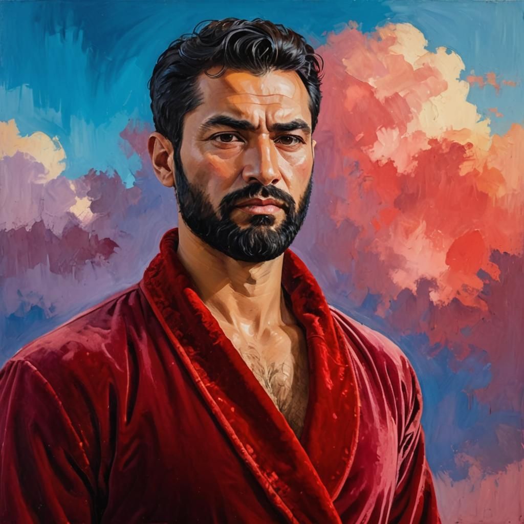 Expressionist Portrait of Man in Velvet Robe