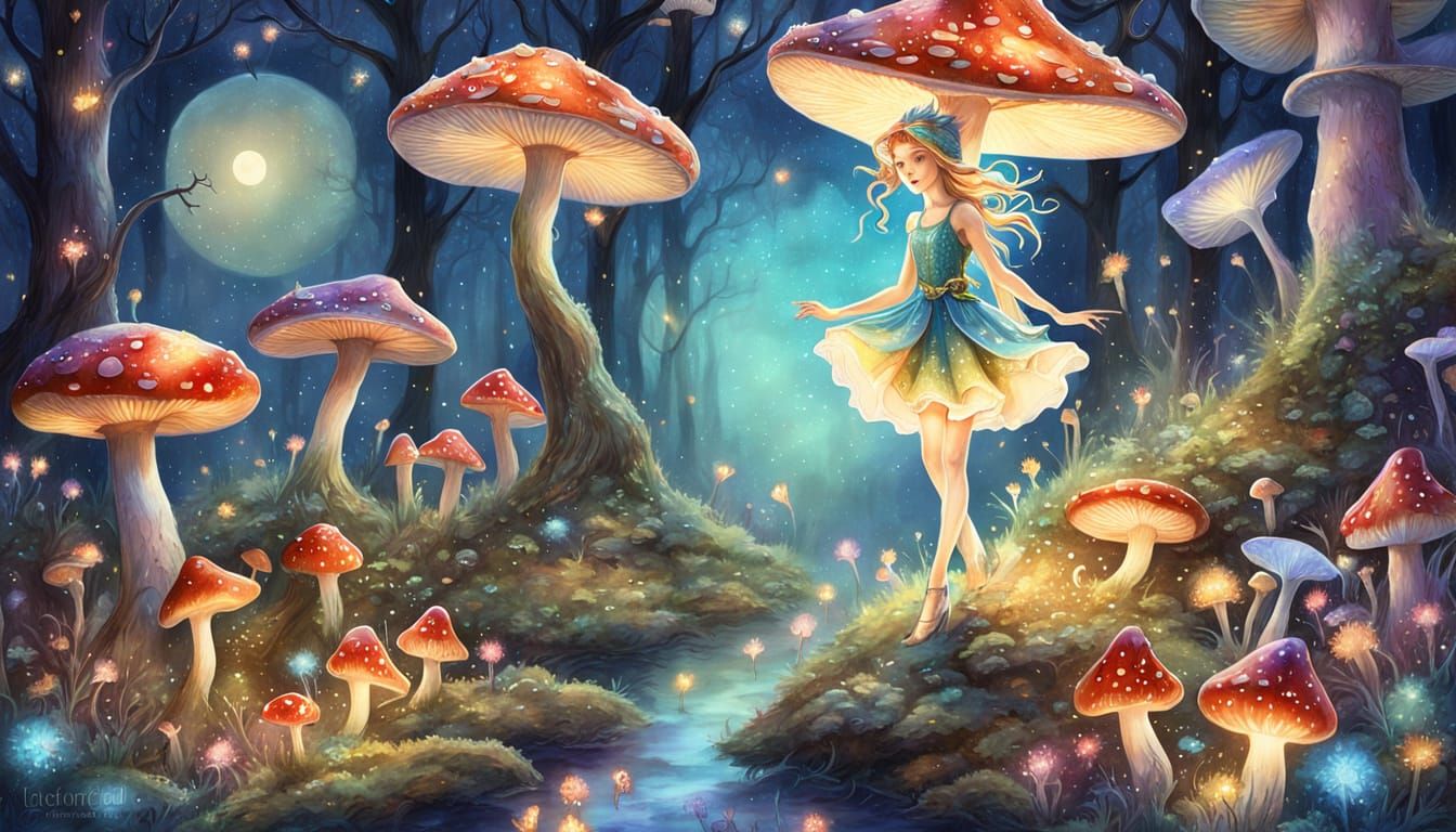 Moon Elf Dancing in Enchanted Forest