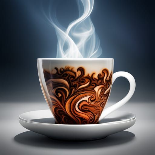 Steaming Coffee Cup Art in Pop Design