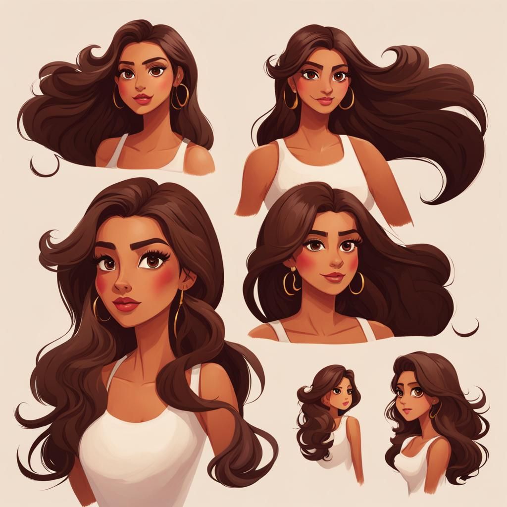 Latina Girl Character Design with Curly Hair