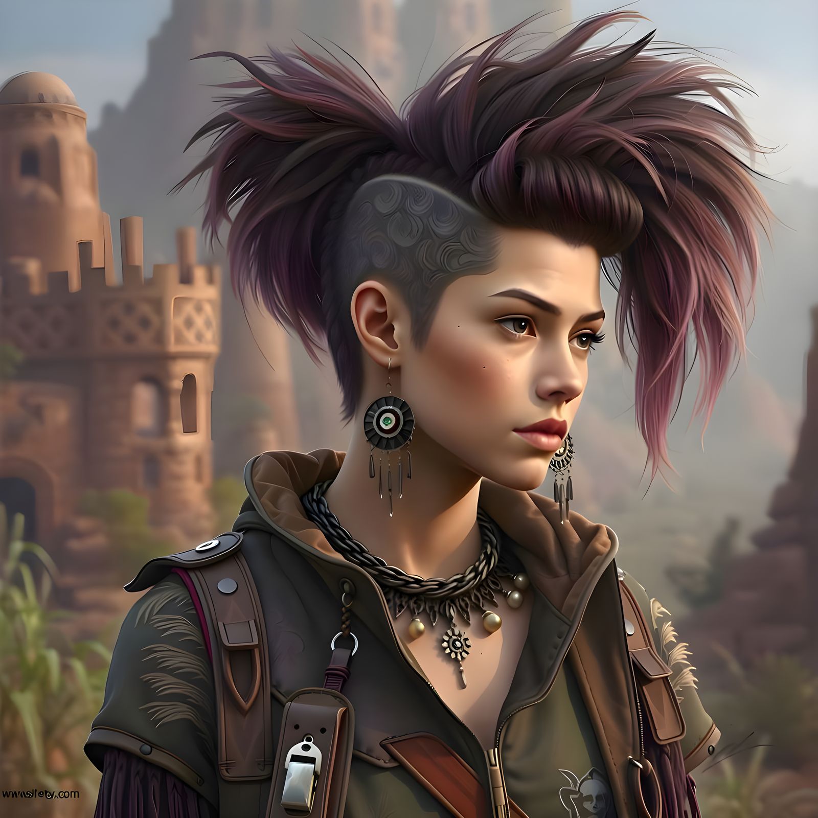 Scruffy Teen Girl in Cherokee and Mohawk Hairdos