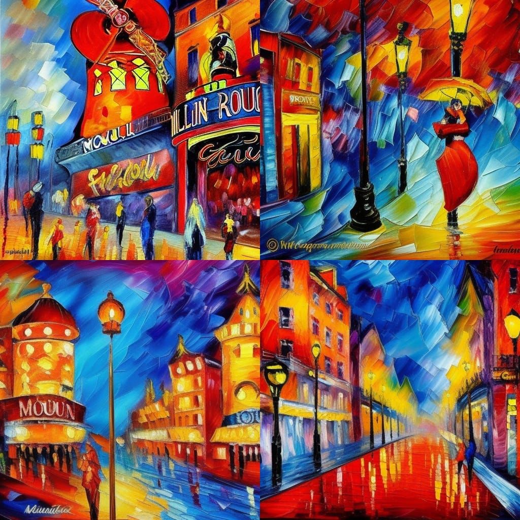 Moulin Rouge: Neo-Impressionist Expressionist Oil Painting