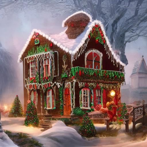 Fantastical Christmas Gingerbread House in Detailed Matte Pa...