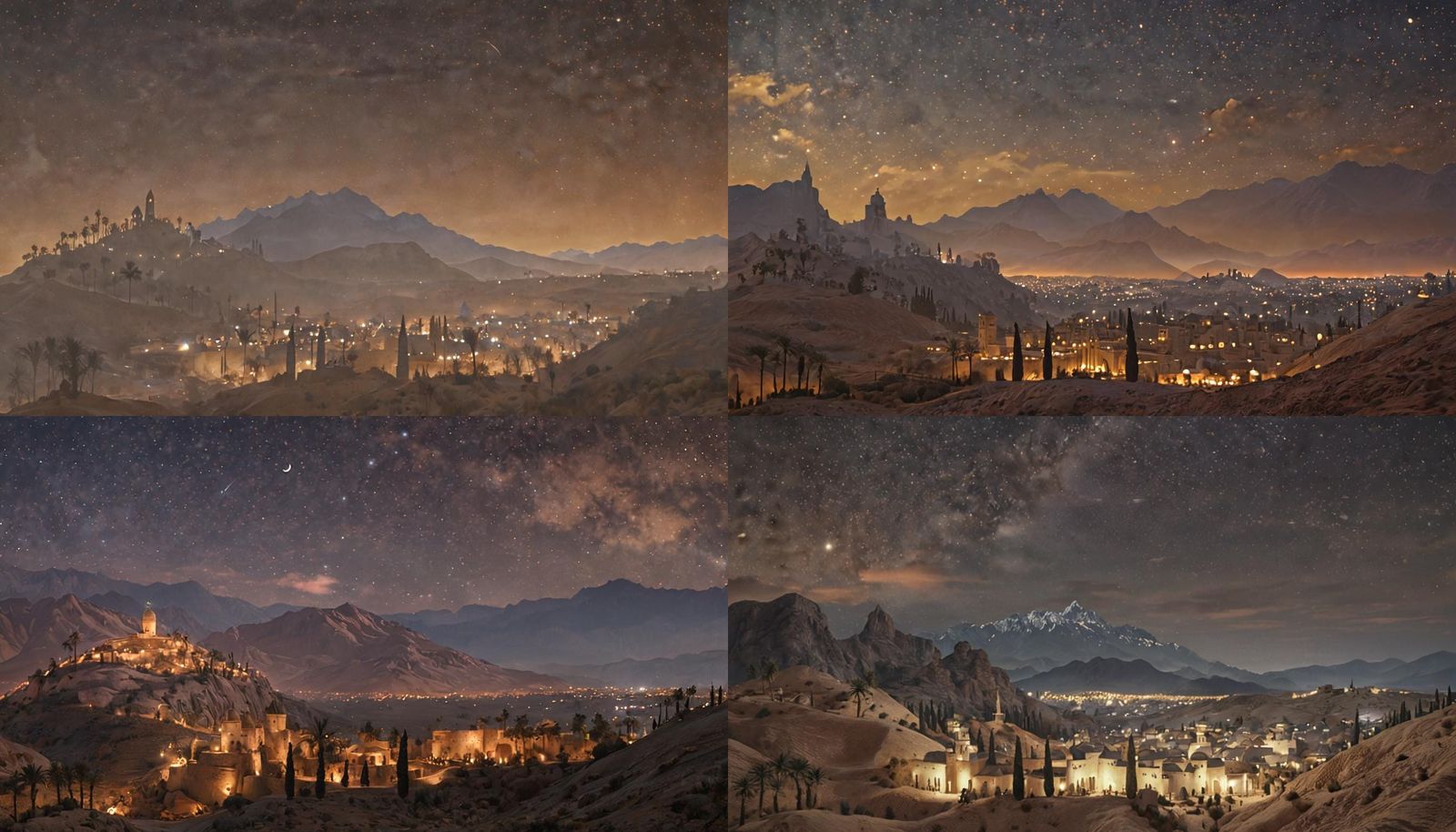 Surreal Oriental Nativity Scene Background in Deep Color